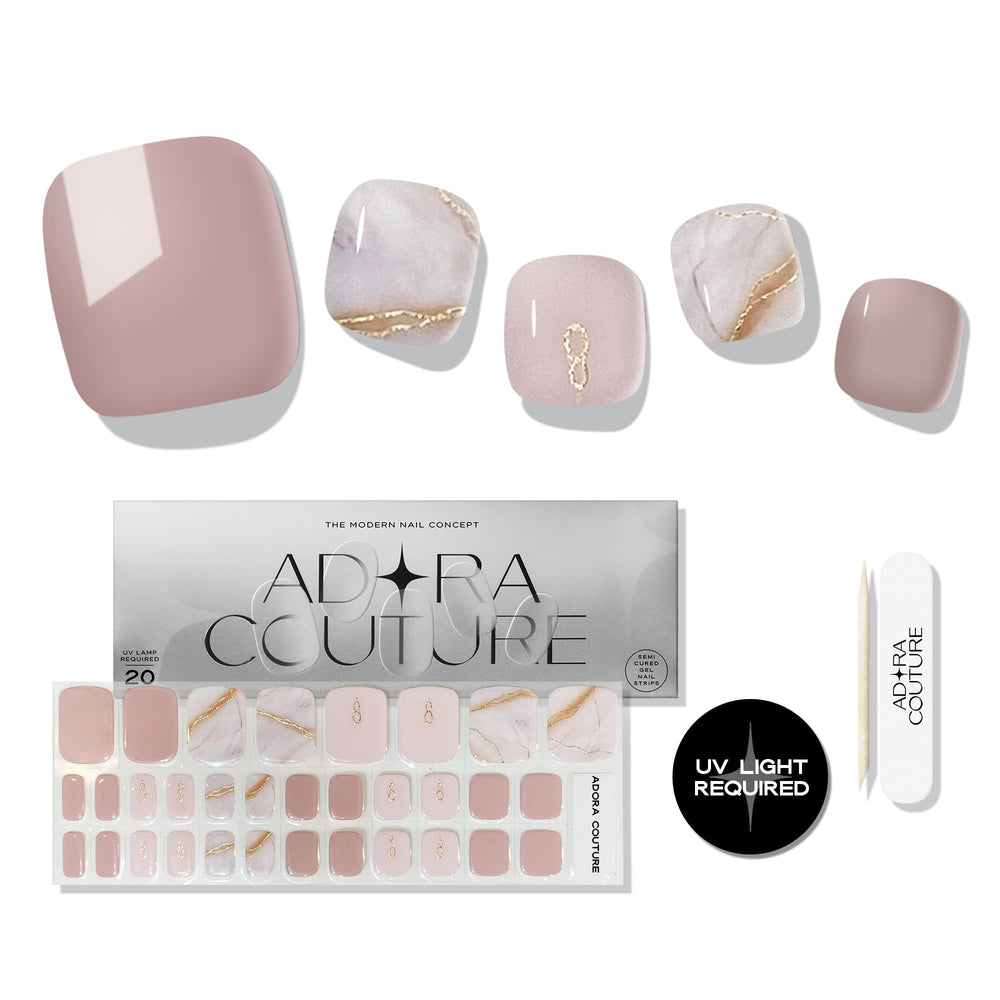 Adora Couture semi-cured gel nail strips 32-piece pack for quick at-home manicures