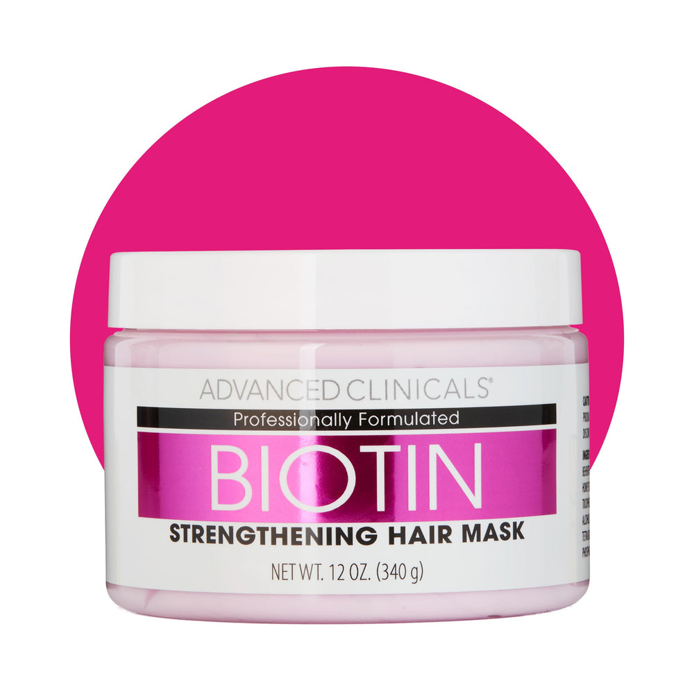 Advanced Clinicals Biotin Hair Mask bottle pour showing hydrating action.