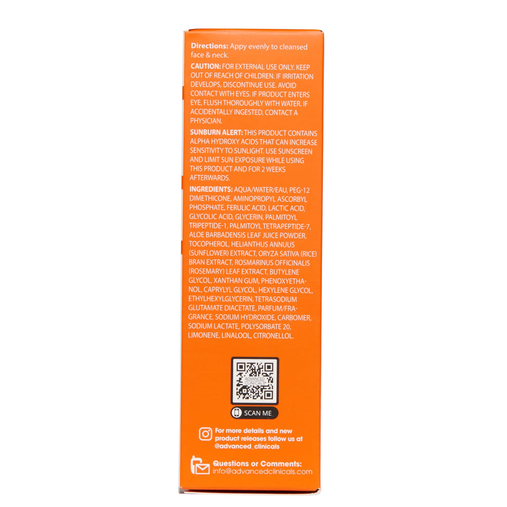 Advanced Clinicals Brightening Vitamin C Serum close-up texture suggests smooth absorption.