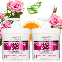 Advanced Clinicals Bulgarian Rose Lotion bottle on a clean surface for daily hydration.