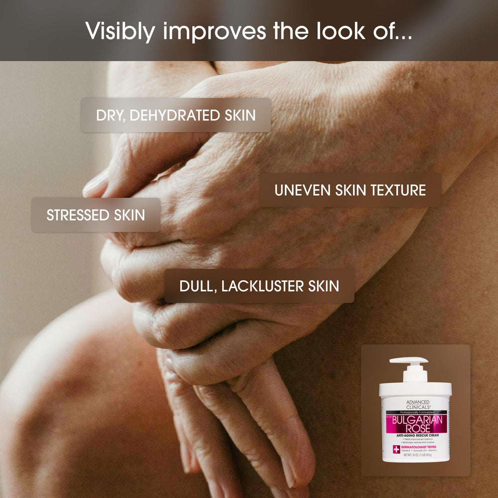 Advanced Clinicals Bulgarian Rose Lotion creamy texture close-up.