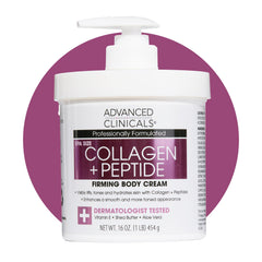 Advanced Clinicals collagen peptides body lotion pump bottle delivering rich hydration for firmer-looking skin