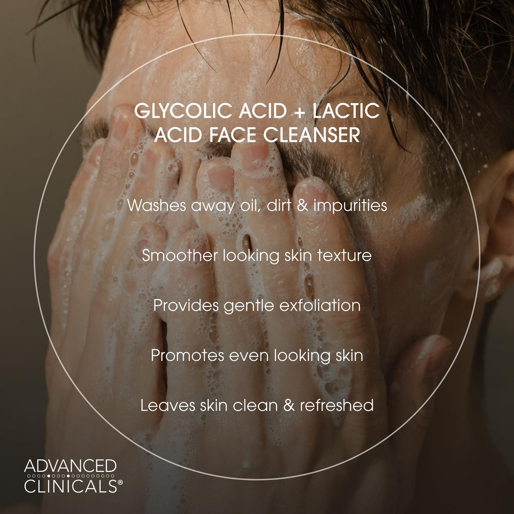 Glycolic Face Wash from Advanced Clinicals with peppermint-eucalyptus for refreshing rinse