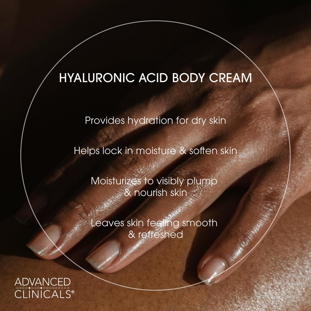 Hyaluronic Acid Body Cream texture appears rich yet soft on the skin.