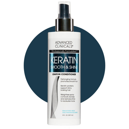 Advanced Clinicals Keratin Detangler Bottle front view for easy detangling and shine.
