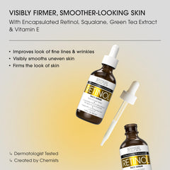 Advanced Clinicals Retinol serum bottle smooths fine lines and texture.