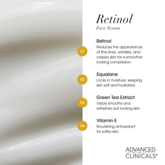 Advanced Clinicals skincare routine display featuring all three serums