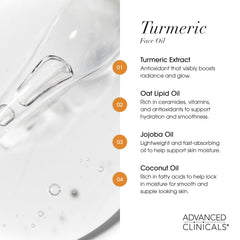 Advanced Clinicals Turmeric Oil Serum applied on the face during routine.