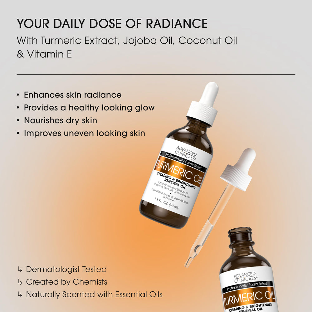 Advanced Clinicals Turmeric Oil Serum dropper for precise application.