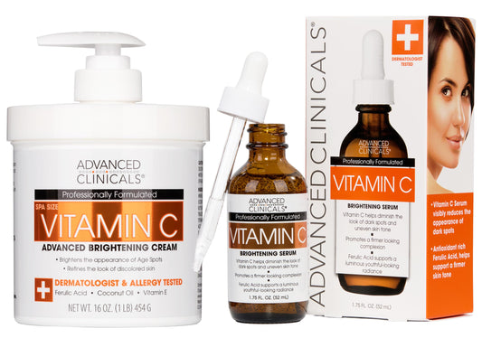 Advanced Clinicals Vitamin C Cream jar demonstrates radiant hydration for even-toned skin