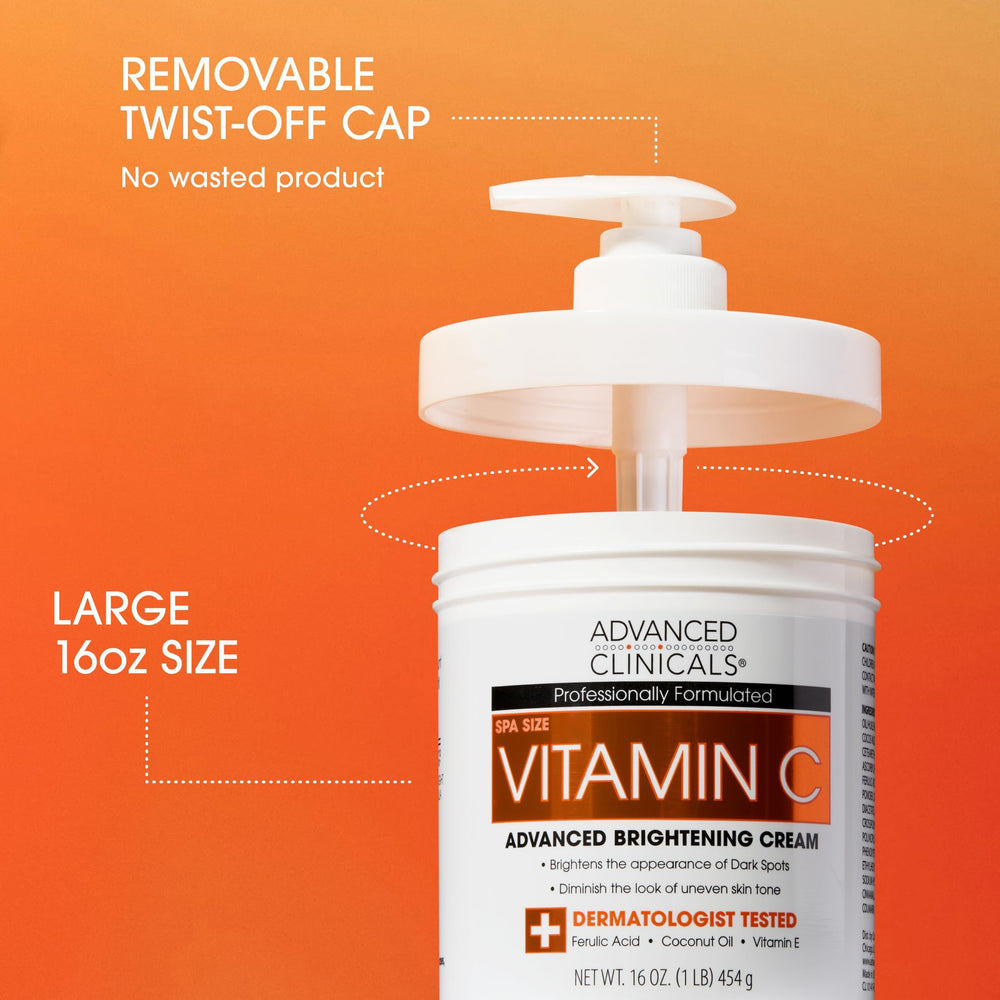 Advanced Clinicals Vitamin C Serum pump demonstrates easy daily application