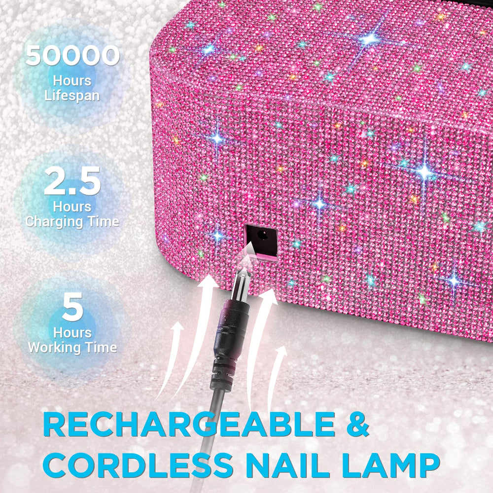 Aedavey lamp with 18 side lights for even drying on all fingers.