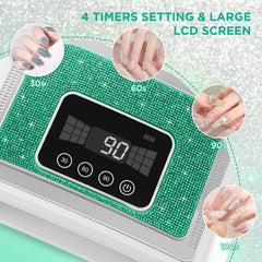 Aedavey cordless nail lamp delivers 360-degree cure for even gel application.