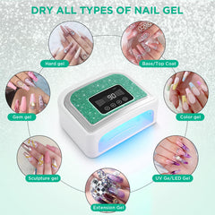 LED-UV blend provides gentle curing suitable for sensitive skin.