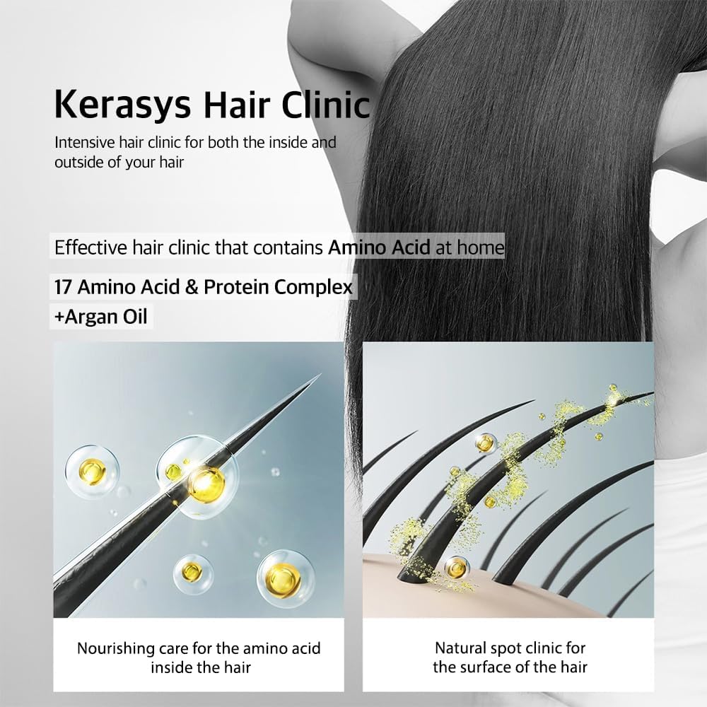 Aekyung Kerasys Repairing Conditioner application showing smoothing result