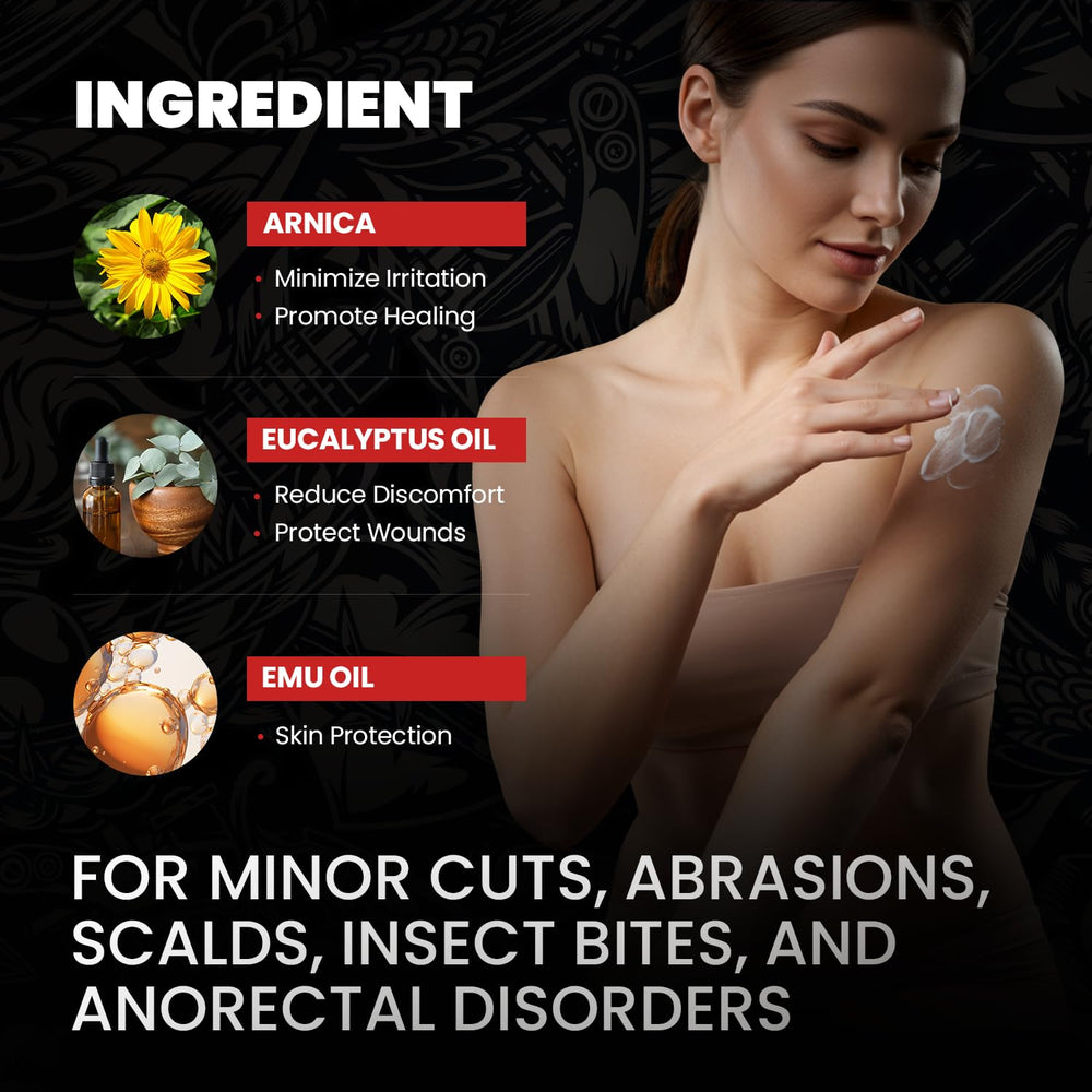Aemerry Arnica and Emu Oil-infused formula nourishes and soothes skin.