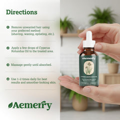 Aemerry Cyperus Rotundus Oil after removal calms irritation while smoothing skin.