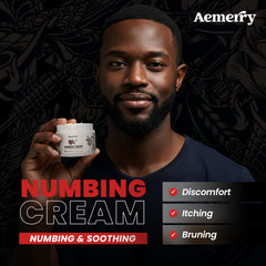 Close-up of Aemerry Tattoo Numbing Cream jar showing smooth texture.
