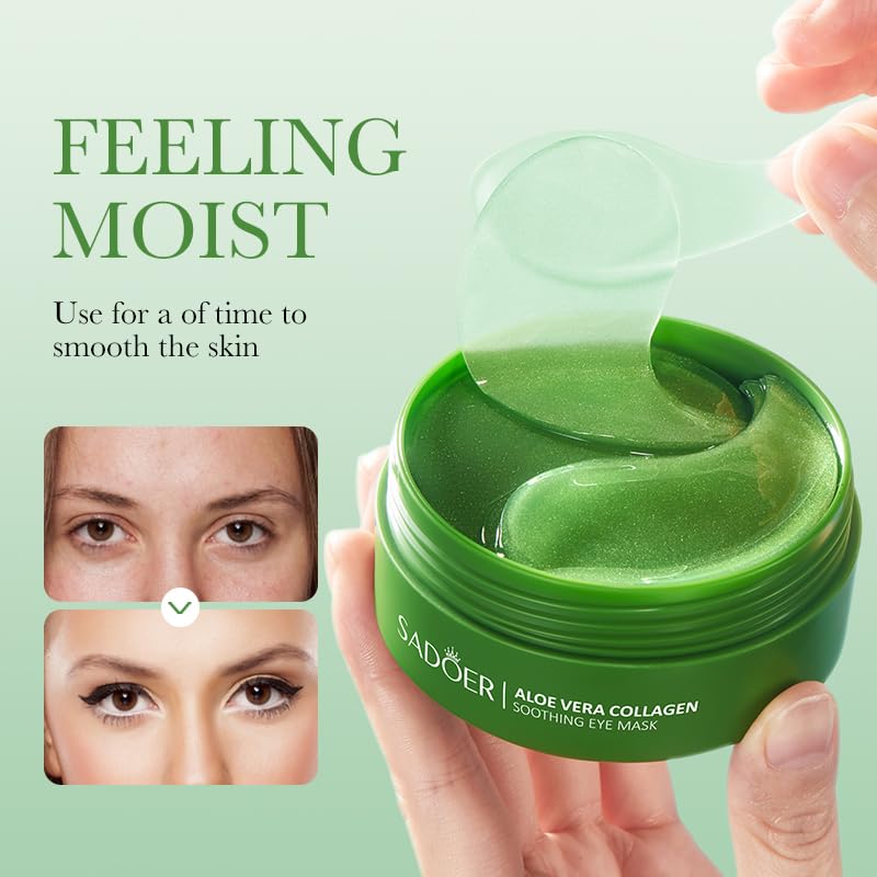 Aero Zen Aloe Vera Eye Mask patches placed under the eyes for hydration