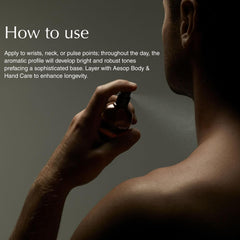 Aesop Marrakech Intense label front, minimalist branding for luxury appeal.