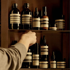Aesop Resurrection Hand Wash box packaging emphasizing recycled materials.
