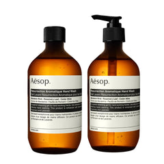 Aesop Resurrection Hand Wash bottle with citrus and herbal notes.