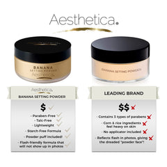 Aesthetica Banana Loose Setting Powder velour puff enables easy, comfortable application.