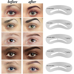 Aesthetica 5 eyebrow stencils kit enabling professional brow shapes.