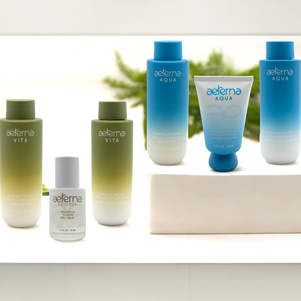 Aeterna AQUA packaging displayed on a bathroom shelf