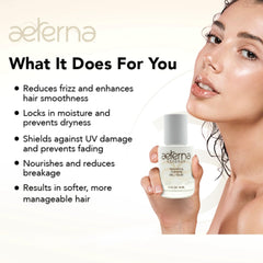 Aeterna ESSENZA bottle angled to show lightweight formula