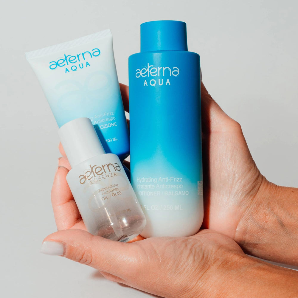 Aeterna ESSENZA UV protection banner indicating sun and pollution guard