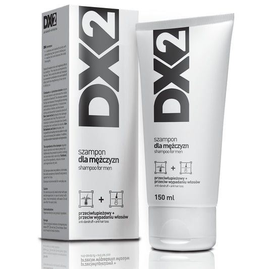 Aflofarm DX2 anti-dandruff shampoo bottle shows flakes reduction potential.