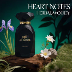 AFLUXE AL NOOR PRESTIGE heart notes iris fig fruit reveal refined character.