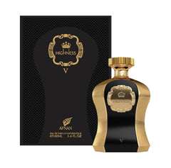 Afnan Highness Black bottle front view for refined fragrance lovers.
