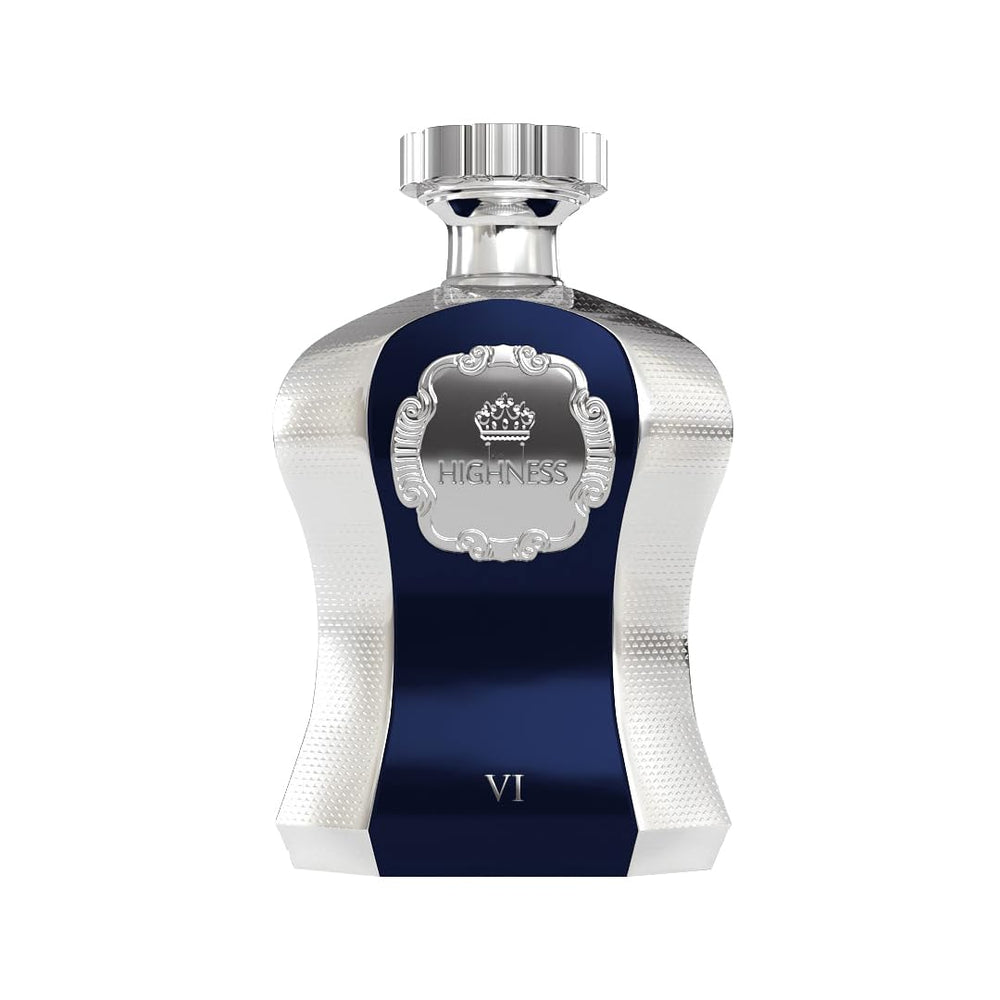 Afnan Highness Blue bottle, front view, epitomizing unisex luxury for special occasions.