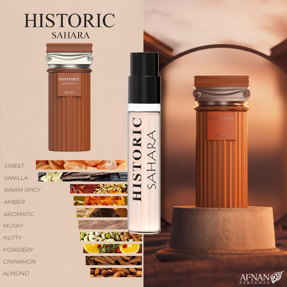 Afnan Historic Olmeda 2ml bottle—classic sophistication with a contemporary edge.