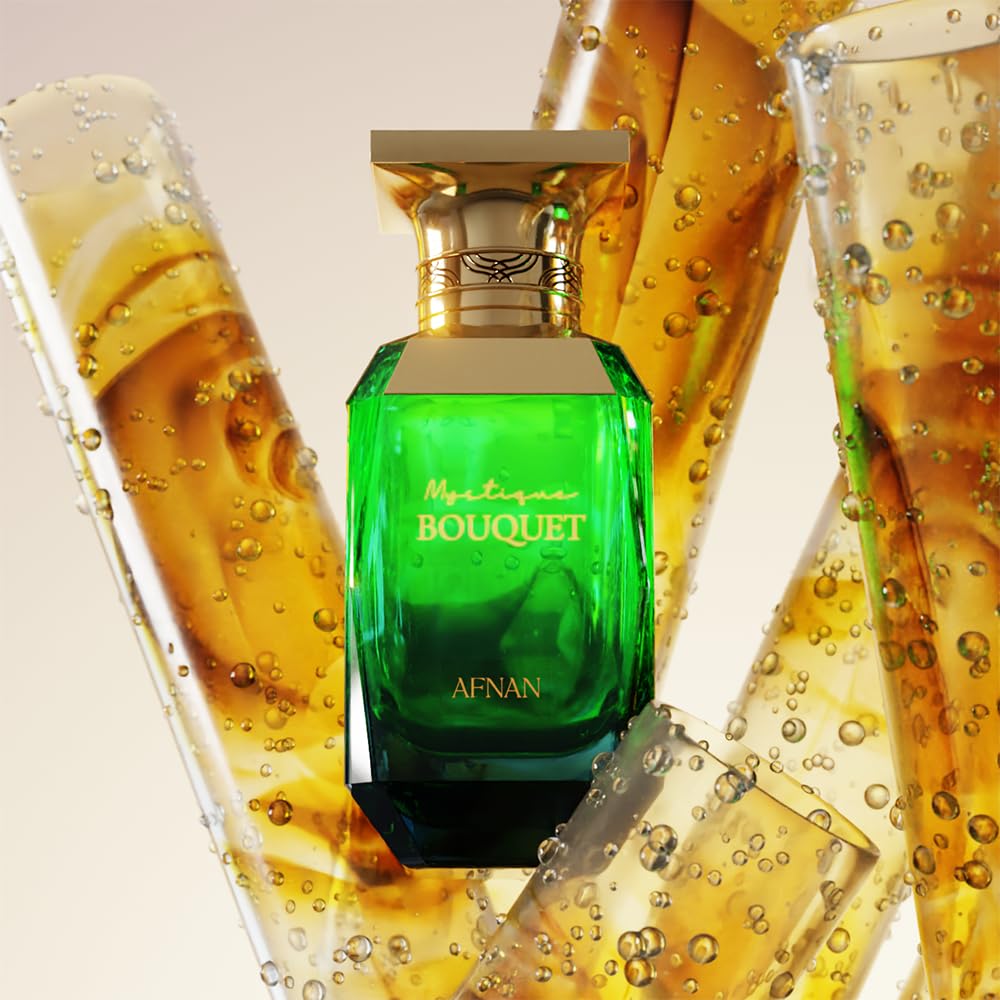Afnan Mystique Bouquet outer box close-up conveying premium presentation for gifting.