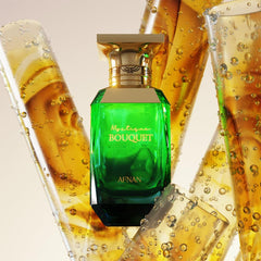 Afnan Mystique Bouquet outer box close-up conveying premium presentation for gifting.