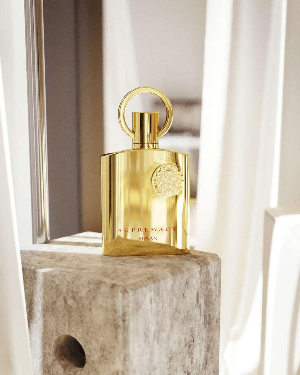 Afnan Supremacy Gold bottle ready for daily evening wear