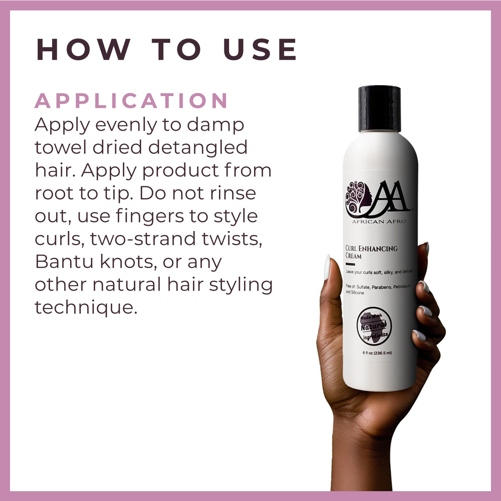 African Afro AA Curl Enhancing Cream cruelty-free label on packaging.
