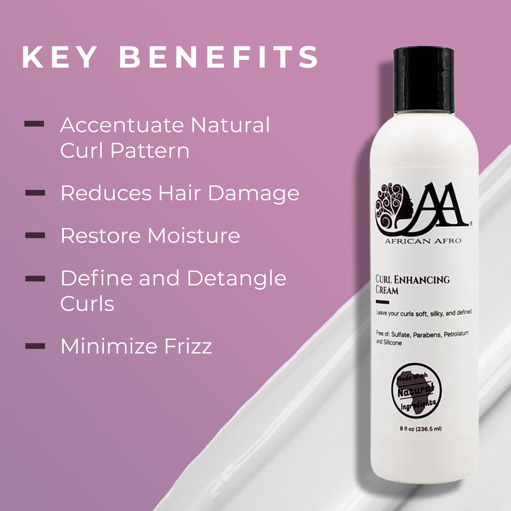 African Afro AA Curl Enhancing Cream defines curls when applied to hair.
