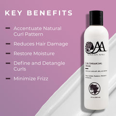 African Afro AA Curl Enhancing Cream defines curls when applied to hair.