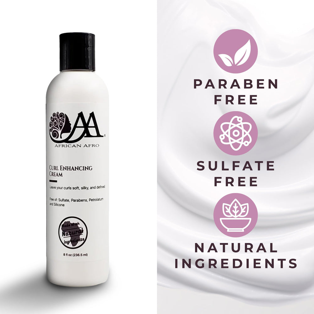 African Afro AA Curl Enhancing Cream yields glossy, defined curls.