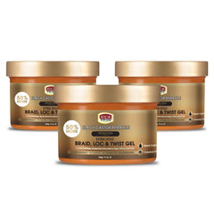 African Pride Black Castor Miracle braid gel bottles deliver strong hold without flaking.