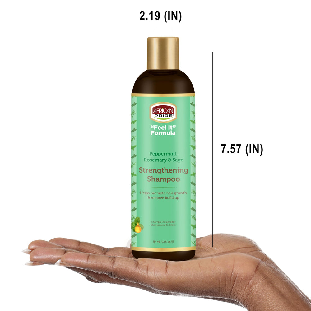 African Pride Feel It Formula Shampoo after-wash shine and clean feel.