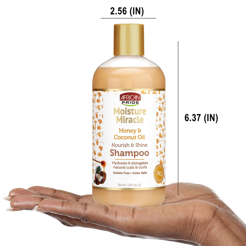 African Pride Moisture Miracle coils and curls portrait shows defined, hydrated textures