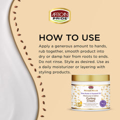 Close-up of African Pride Moisture Miracle Curling Cream texture for twist-outs.