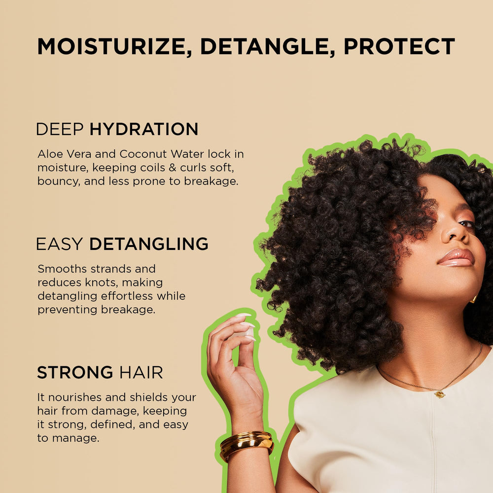African Pride Moisture Miracle detangler application demonstrates slip for smooth combing