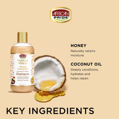 African Pride Moisture Miracle shampoo rinse image suggests easy wash routine