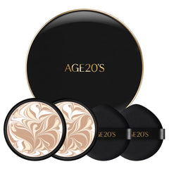 AGE 20's Signature Essence Pact SPF 50+ bottle shows sun protection and glow.